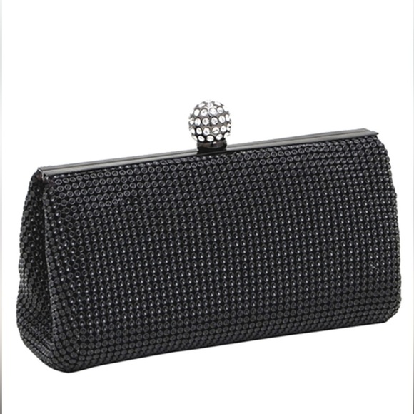 Whiting & Davis Crystal Ball Clutch Black Silver Small Read - Picture 1 of 9